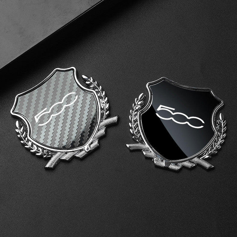 Metallic Black Side Fender and Window Badge Stickers for Fiat 500 Cars