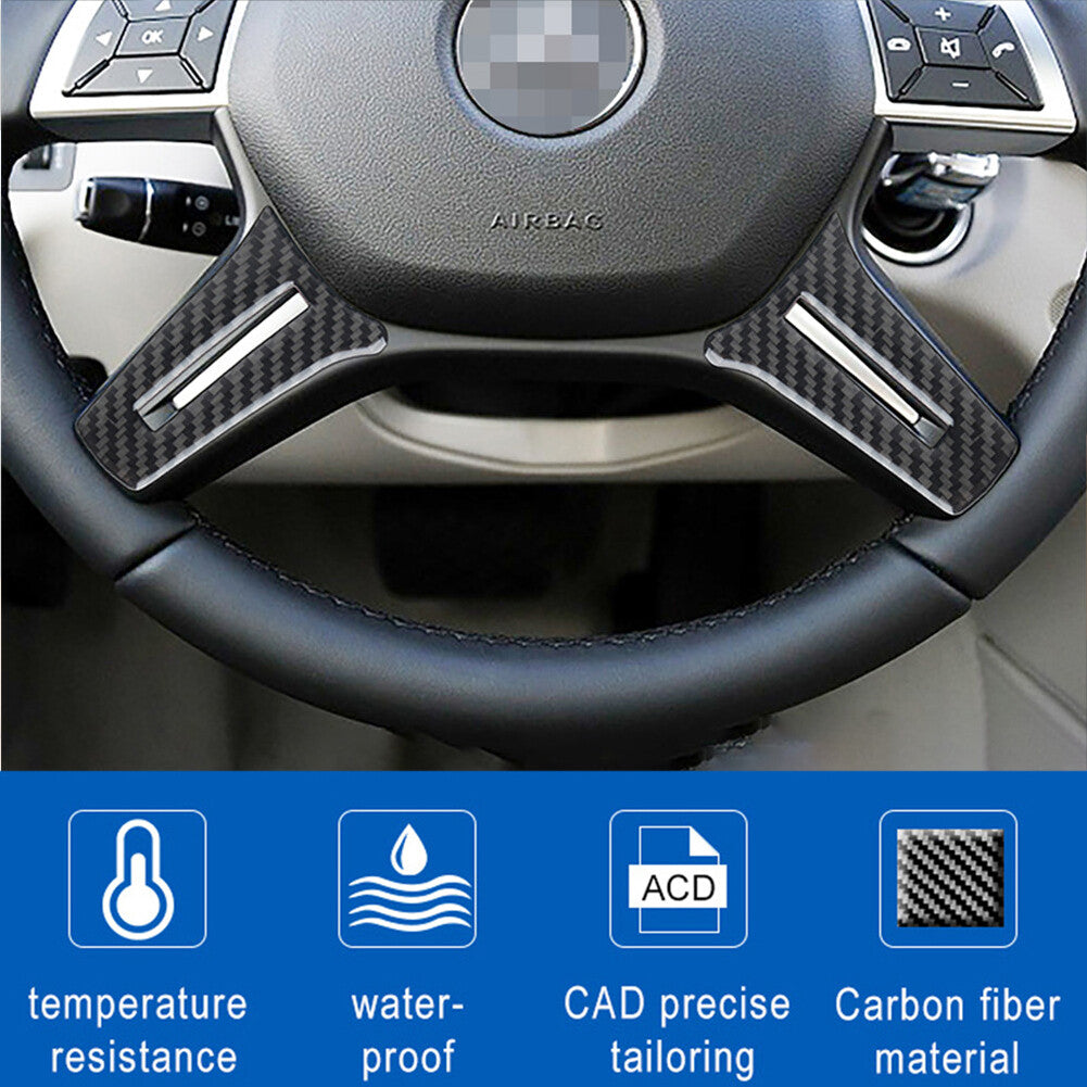 2x Carbon Fiber Steering Wheel Chin Trim for Mercedes-Benz C-Class W204 2011-2013