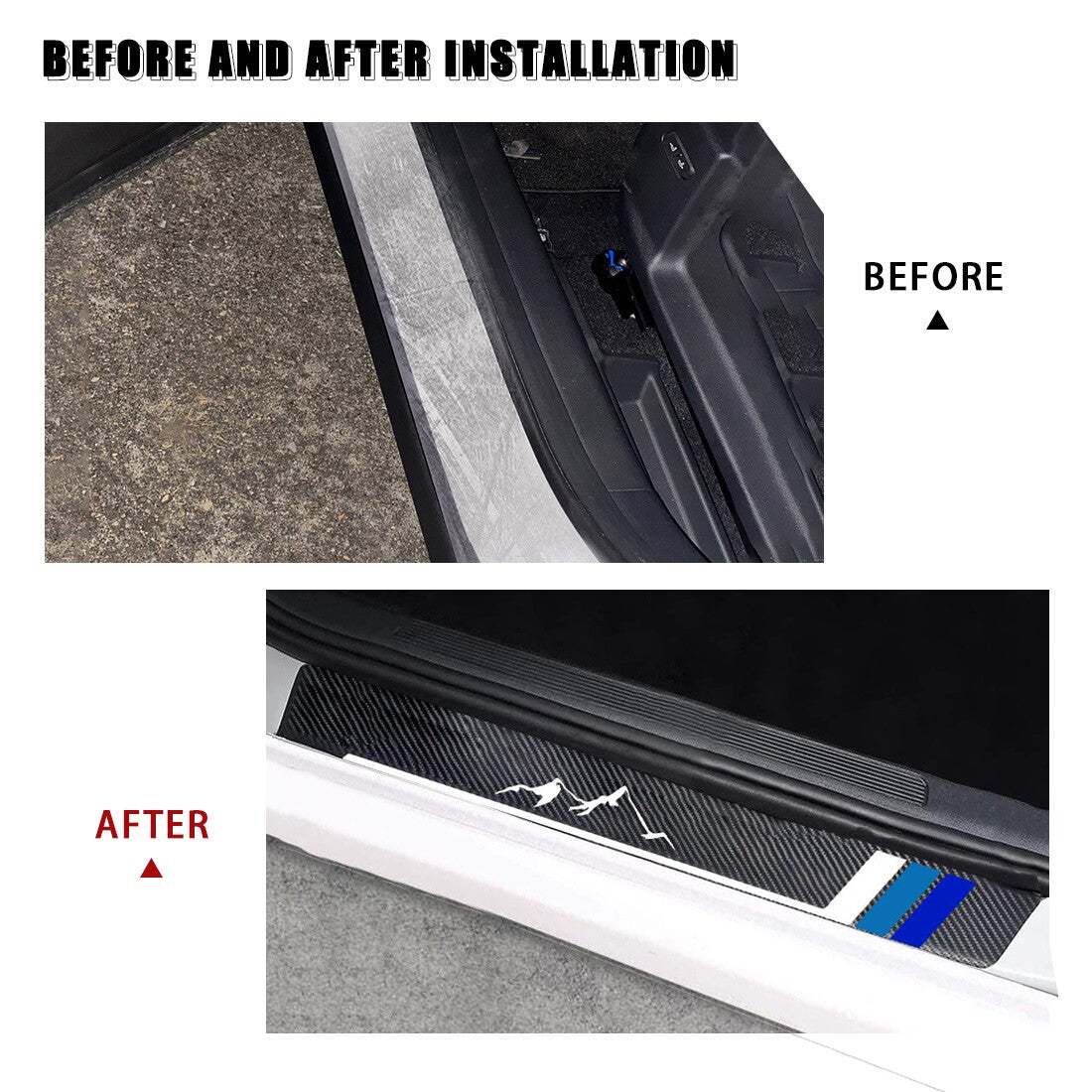 4X Car Carbon Fiber Door Sill Protector Cover Stickers for Toyota Tacoma Tundra