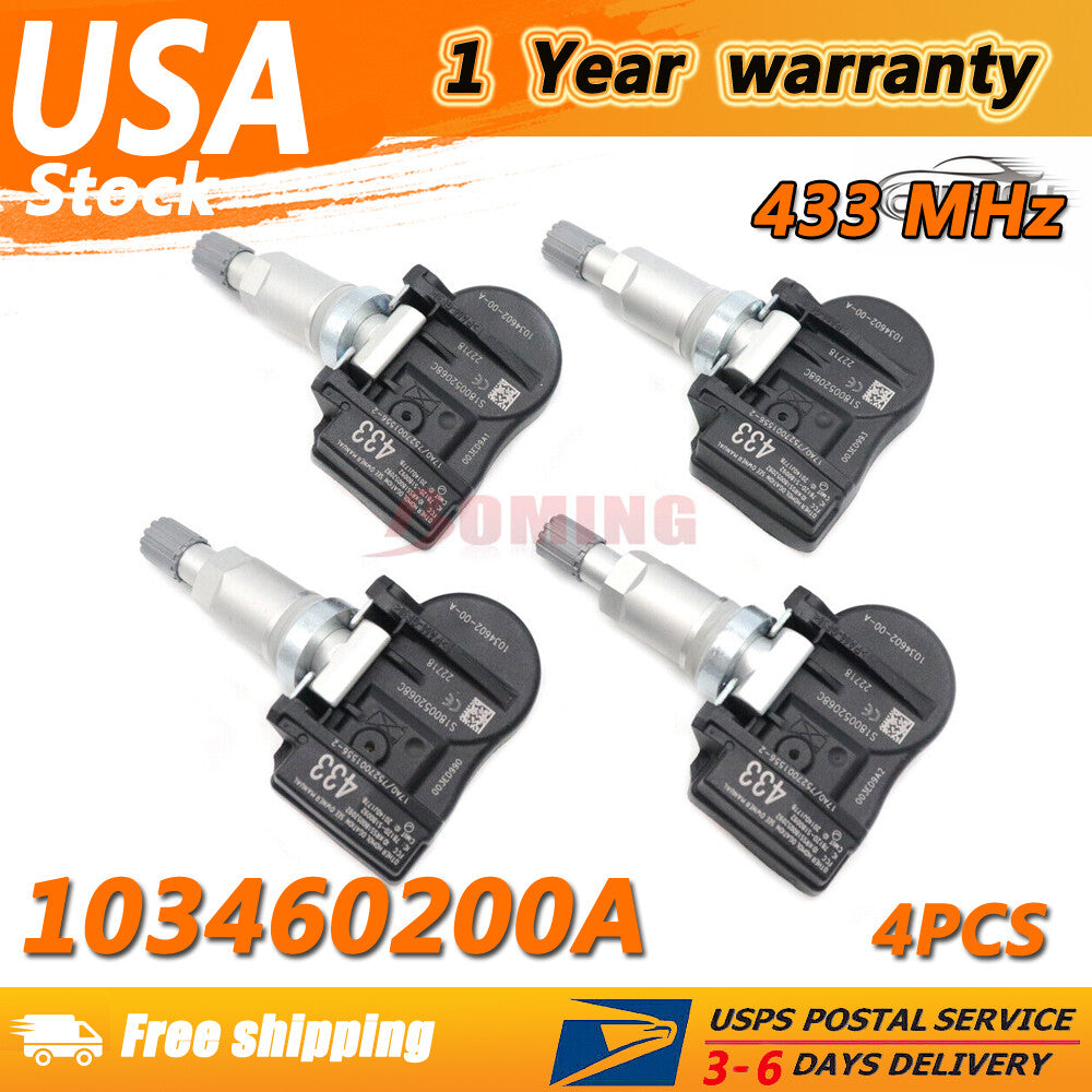 The new 4X 103460200A 433MHz TPMS tire pressure sensor is suitable for Tesla Model 3 SX US