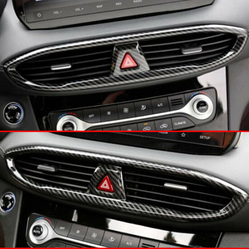 Carbon Fiber Center Air Outlet Vent Cover Trim for Hyundai Santa Fe 2019-2022