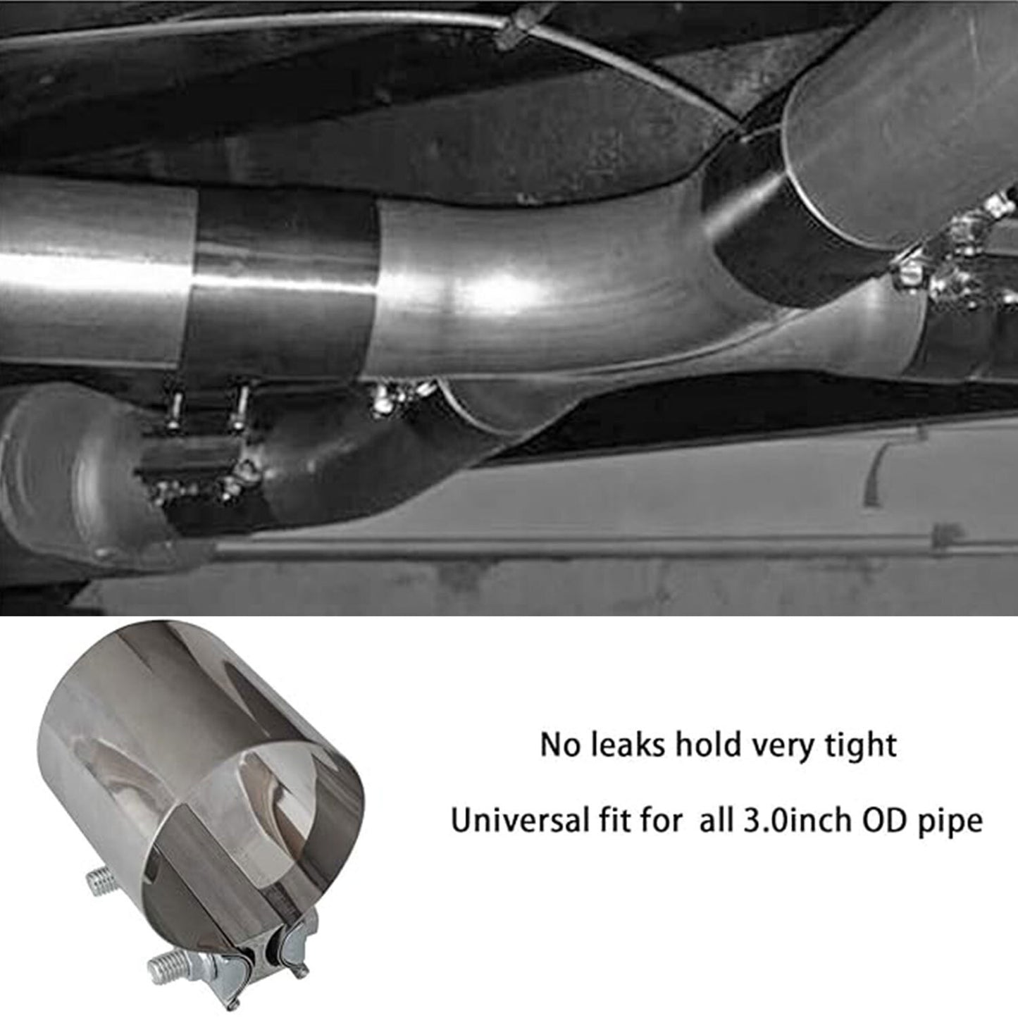 3 OD Pipe Butt Joint Band Clamp Exhaust Sleeve Stainless Steel fit For Universal