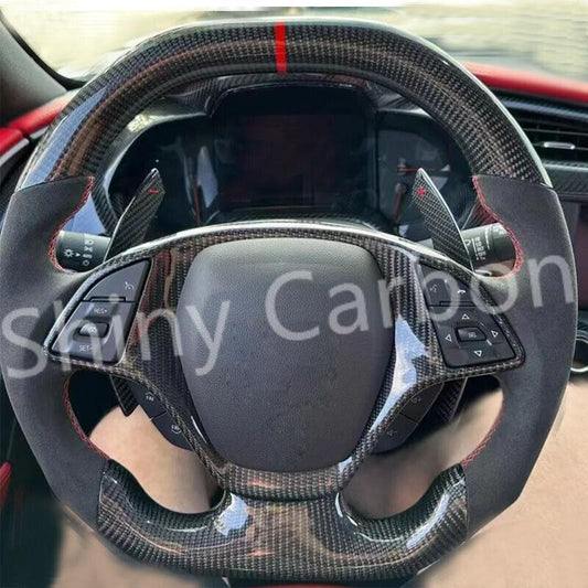 Flat-top carbon fiber steering wheel suitable for Chevrolet for Corvette C7 2014-2018.