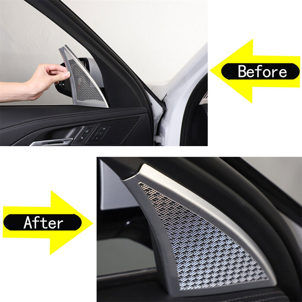 Matte Silver Inner Front Door Tweeter Horn Speaker Net Trim for BMW X1 2023-2025