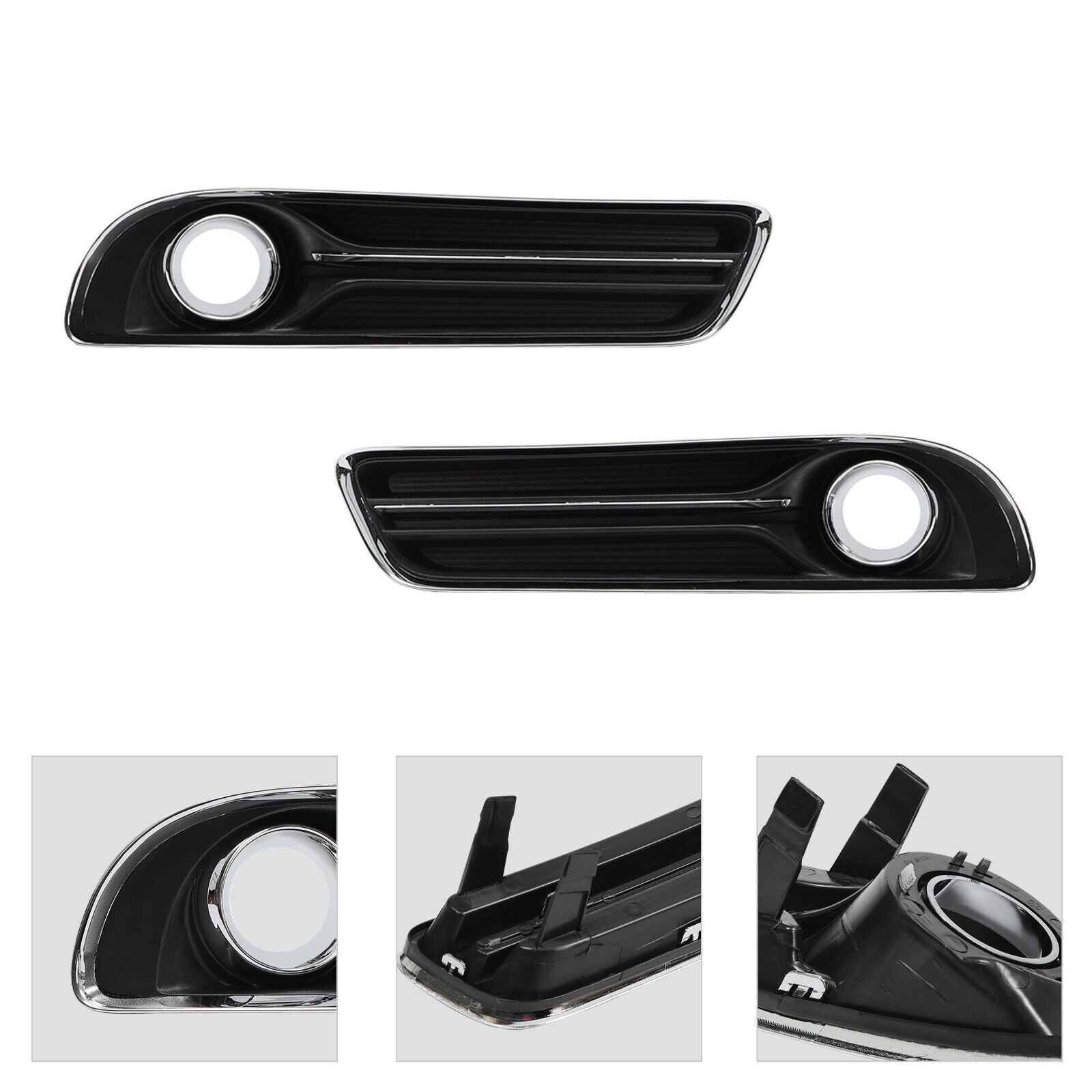 A set of two front fog light trim lights for Chrysler 300 2011-2014.