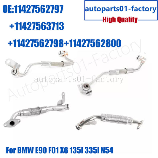 4PCS for BMW E90 F01 X6 135i 335i N54 Turbocharger Oil Supply Line Hoses