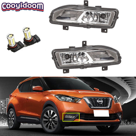 LED front bumper fog lights for Nissan X-Trail Leaf Kicks Versa 2017-19LHRH