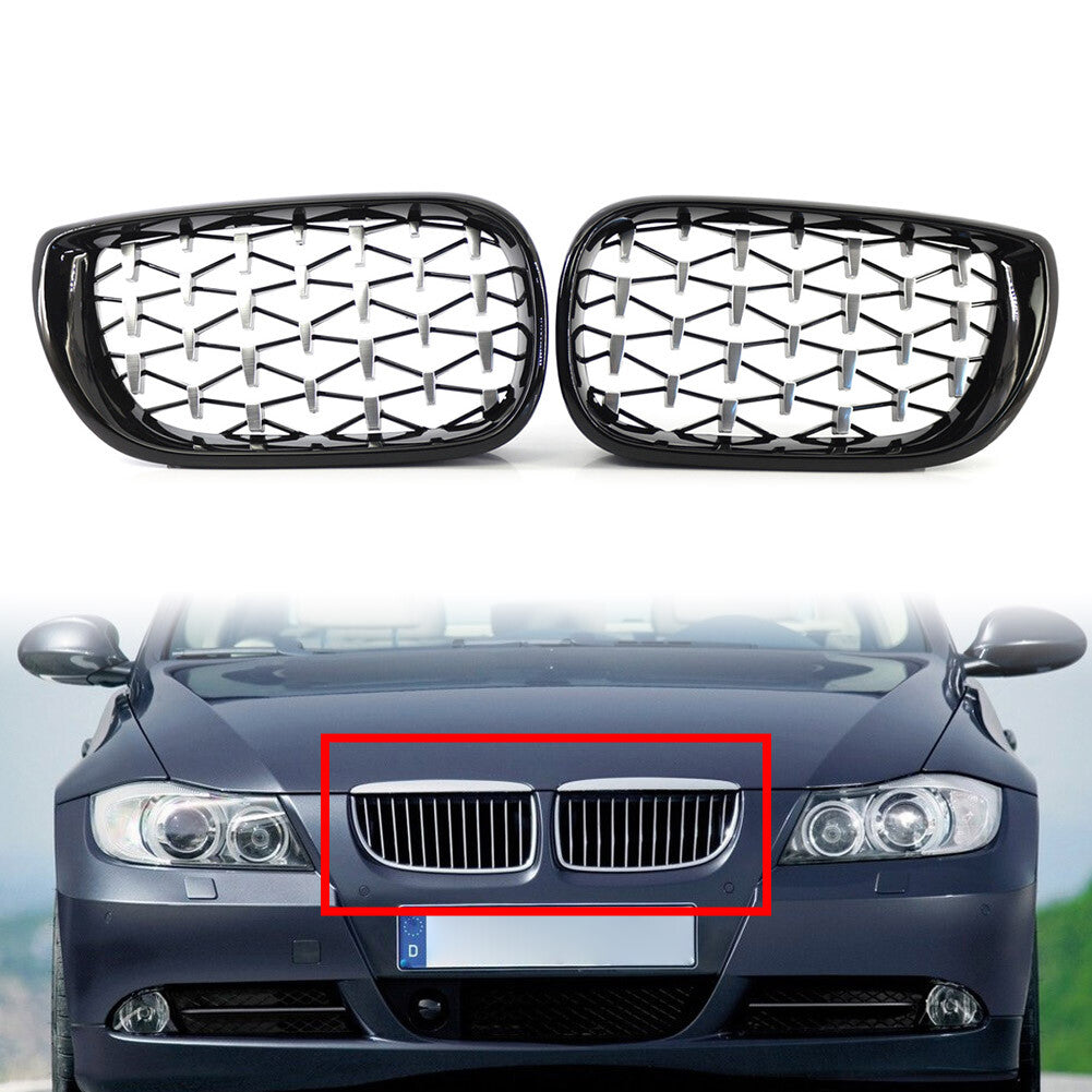 Diamond Meteor Style Front Bumper Kidney Grille fit for BMW 3 Series E46 4DR 2002-05