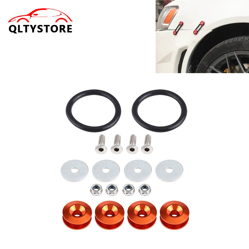 JDM Quick Release Fasteners Bumper Trunk Fender Hatch Lids Kit Aluminum Orange