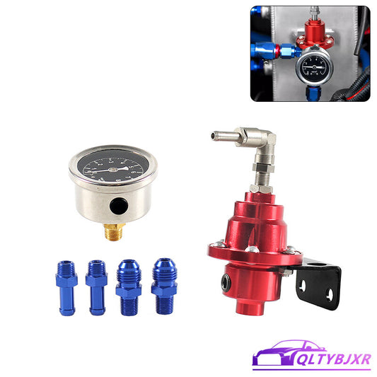 Adjustable Car Fuel Pressure Regulator w/Oil Gauge Kit Universal 0-160psi Red