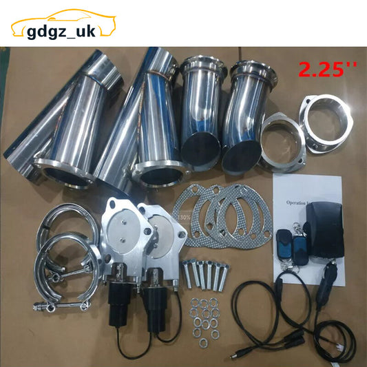 2.25 Double Electric Exhaust E-Valve Control Motor Y Pipe kit w/ Remote Switch