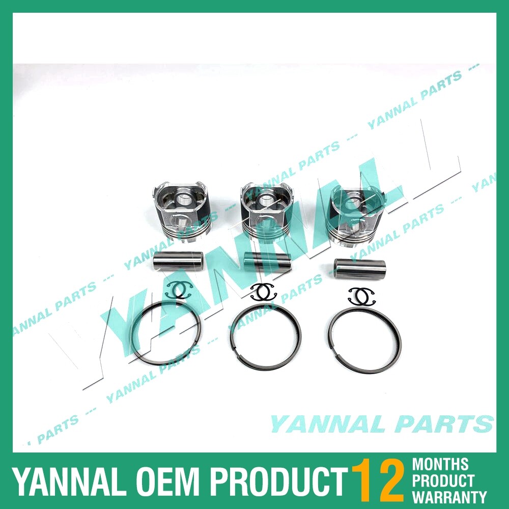 3-piece piston with piston rings + 0.5 mm for Kubota 3TNA72 engine (oversized)