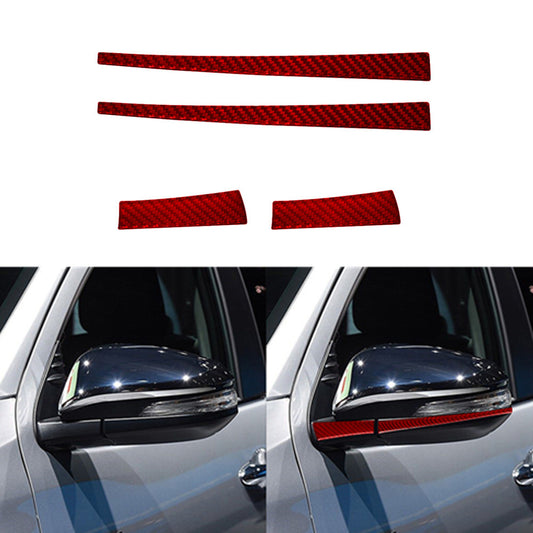 4X Red Carbon Fiber Rearview Mirrors Cover Trim for Toyota Hilux 2015-2021