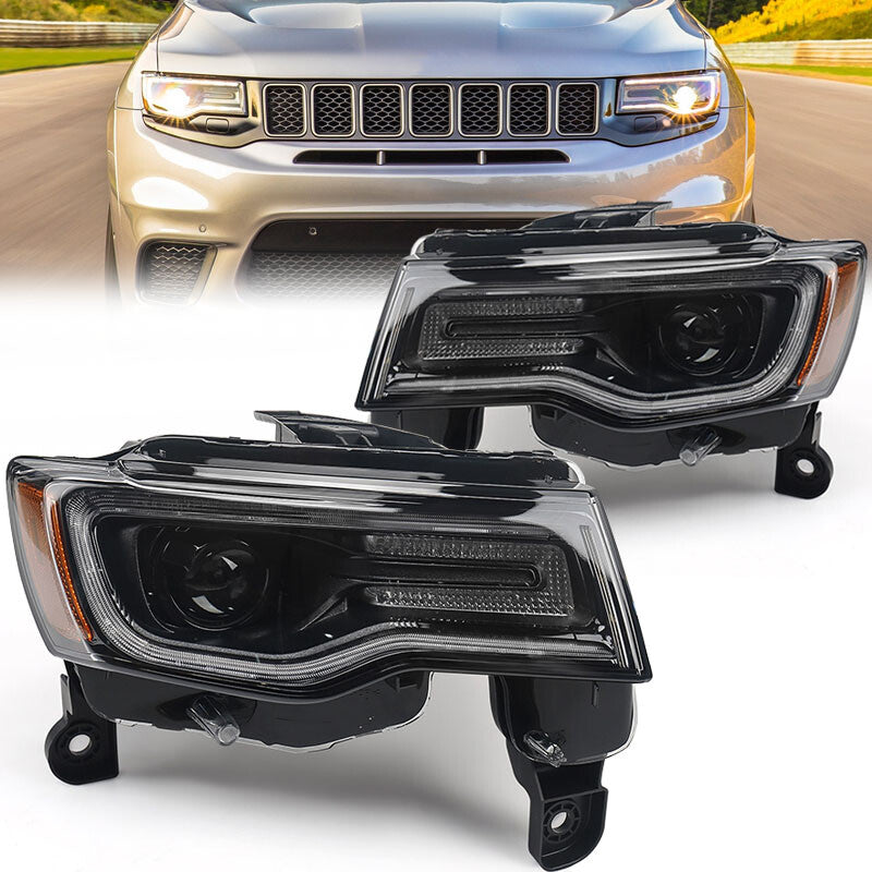 2P Suitable for 2017-2021 for Jeep Grand Cherokee Black HID/Xenon Headlights with LED DRL