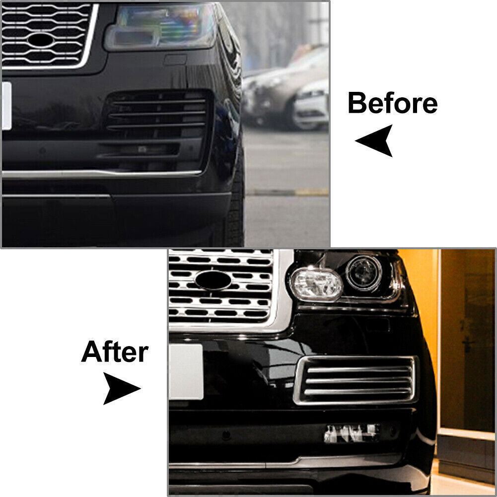 2PCS Gloss Black Front Bumper Fog Light Cover Trim for Range Rover L405 13-2017