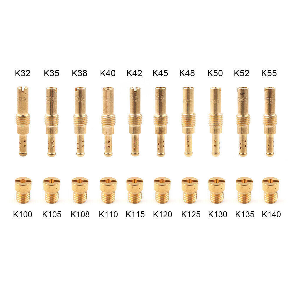 20pcs Carburetor Main Jet  Slow / Pilot Jet Kit Set For PWK CVK Motorcycle Gold