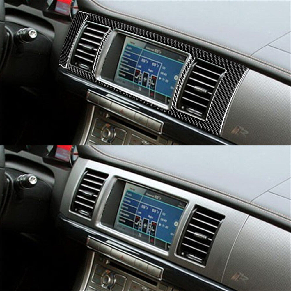 Carbon Fiber Central Control Screen Frame Panel Trim Fit for Jaguar XF 2009-2011