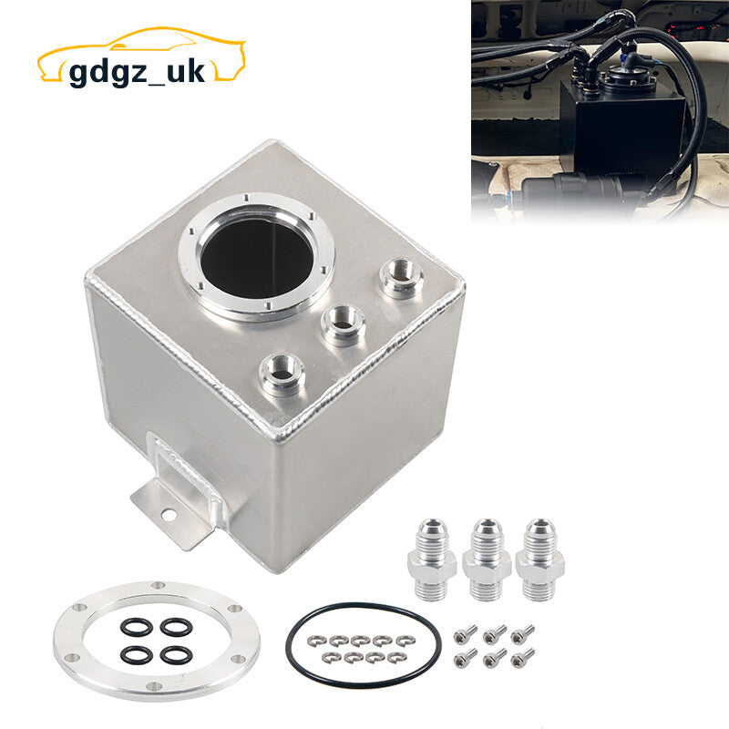 Silver 2L Car Fuel Swirl Surge Pot Tank Aluminium Surge Tank for 044 Fuel Pump