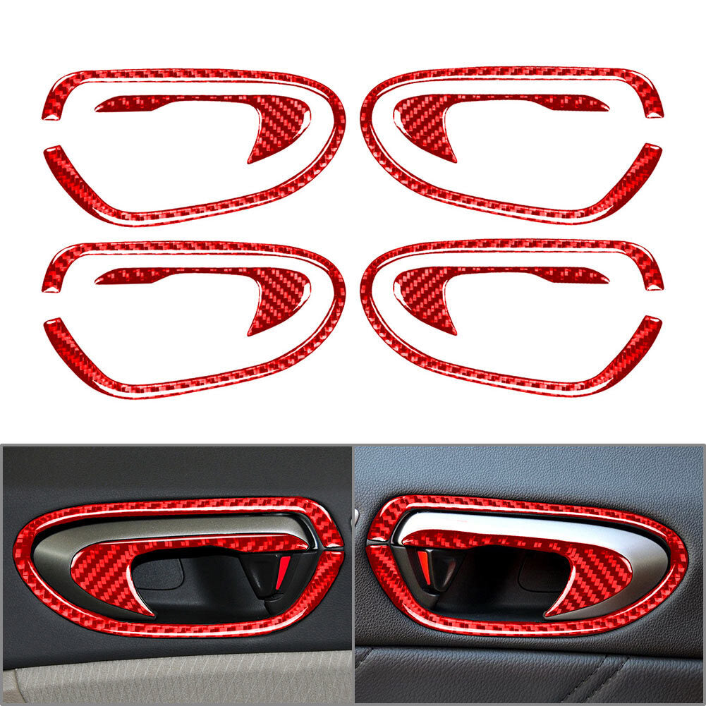 Carbon Fiber Interior Door Handle Bowl Trim Red for Honda for Civic 8th Gen 2006-11