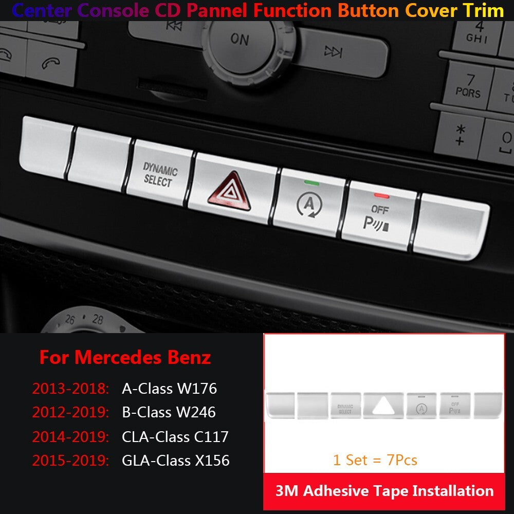 7x for Mercedes-Benz W176 W246 CLA C117 X156 CD Panel Function Switch Cover Trim