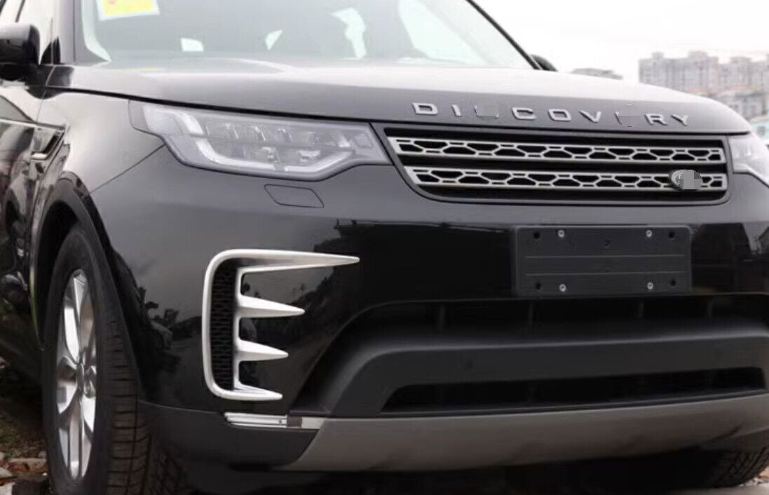 For LR Discovery 5 2017-25 Matt Silver Front Fog Light Lamp Grille Cover Trim 2X