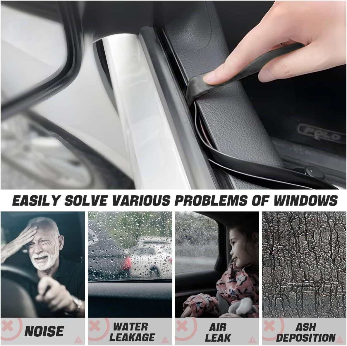for Toyota 6.6ft V Shape Car Side Window Trim Edge Moulding Rubber Seal Strips