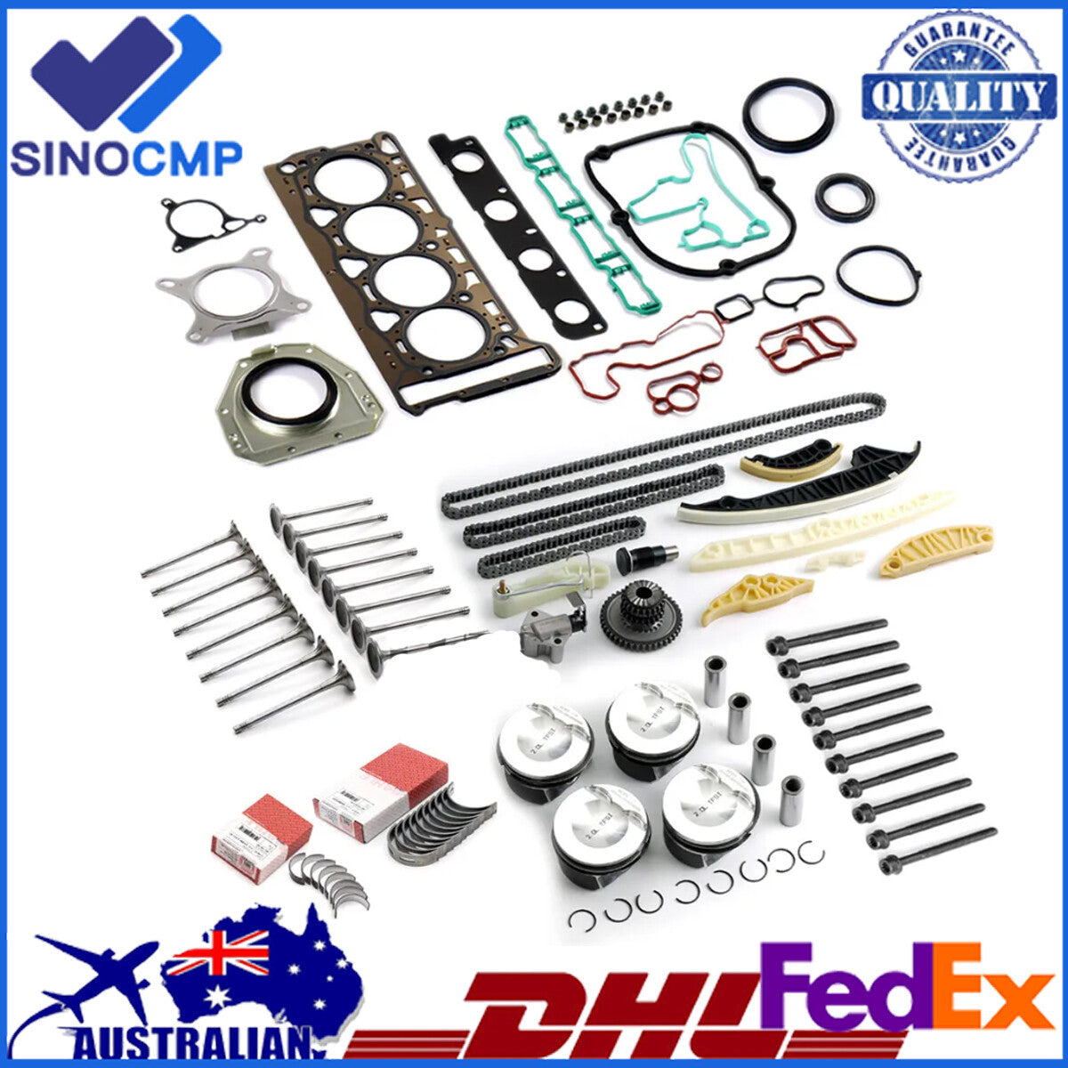 Engine Pistons Gaskets Rebuild Overhaul Kit 23mm for VW for Audi for Passat EA888 2.0T