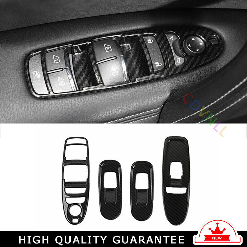 Glass Window Lifting Lock Panel Trim for Nissan Armada Y62 2017-20 Carbon Fiber