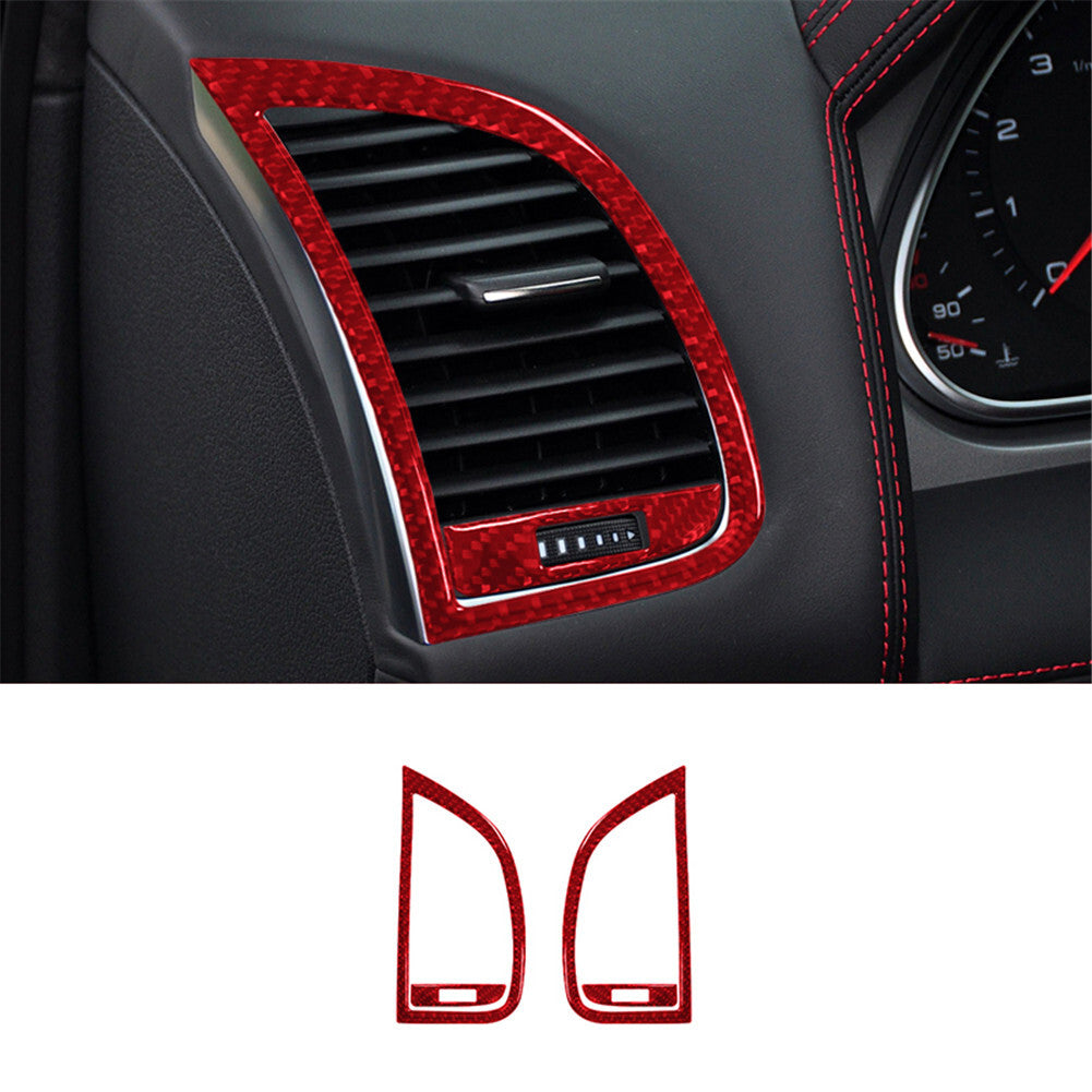 4X Red Carbon Fiber Air Conditioning Vent Outlet Cover Trim for Audi Q7 2007-15