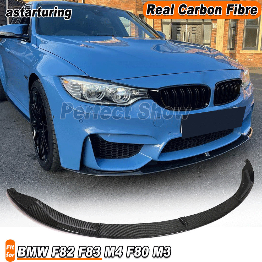 for BMW F80 M3 F82 F83 M4 14-19 REAL Carbon Fiber Front Bumper Lip Chin Spoiler