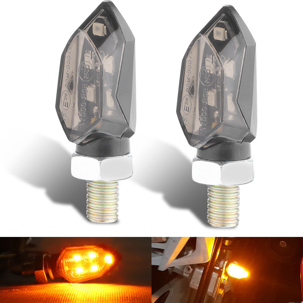 2x Smoked for Mini Motorcycle LED Turn Signal Indicator Light Amber Blinker Lamp 12V