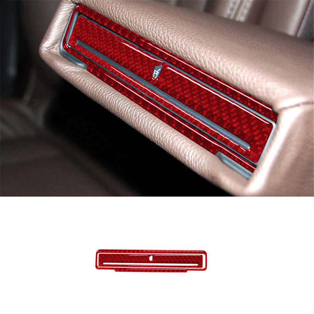 2Pcs Red Carbon Fiber Rear Armrest Cup Holder Cover Trim for Audi Q7 2007-2015