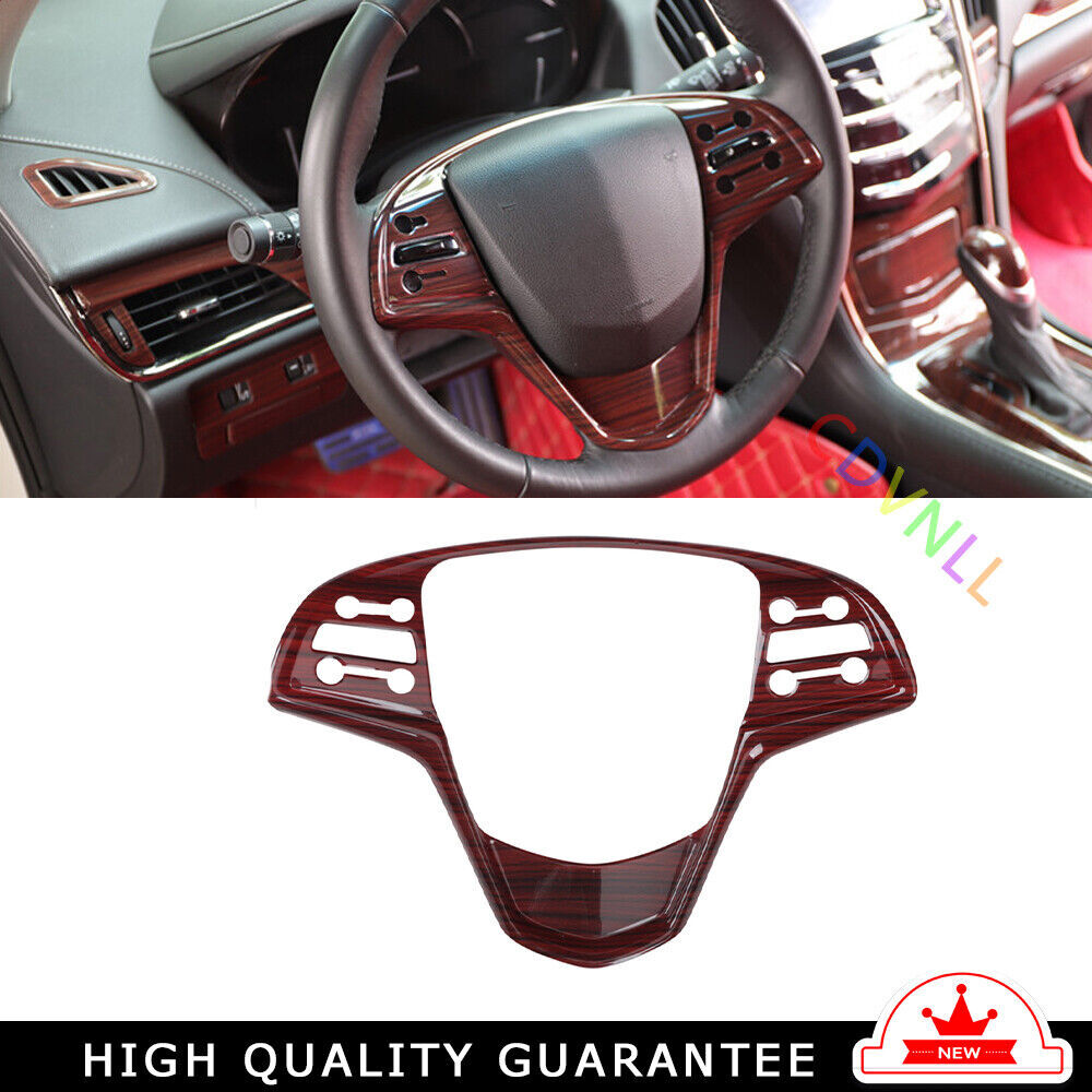 Steering Wheel Button Frame Trim Inner for Cadillac ATSL 2014-17 Red Wood Grain