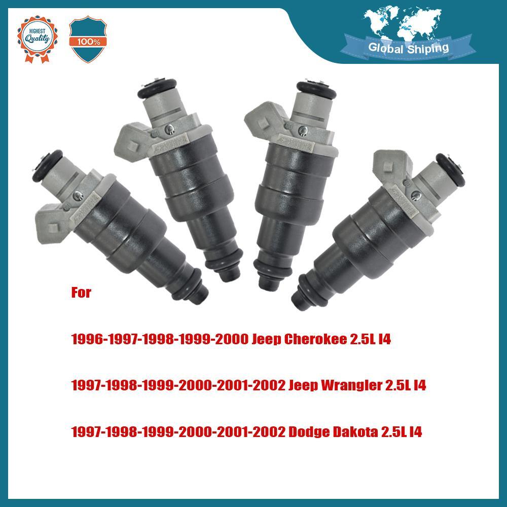 4-Piece Fuel Injector Upgrade Reman for Dodge Dakota for Jeep 53030778 2.5L 4-Cyl 4-Hole
