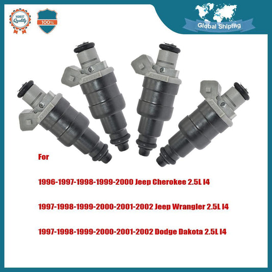 4-Piece Fuel Injector Upgrade Reman for Dodge Dakota for Jeep 53030778 2.5L 4-Cyl 4-Hole