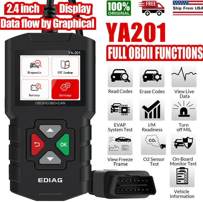 YA201 Diagnostic Tool OBD2 Scanner Code Reader for Checking Engine Faults, Suitable for Ferraris