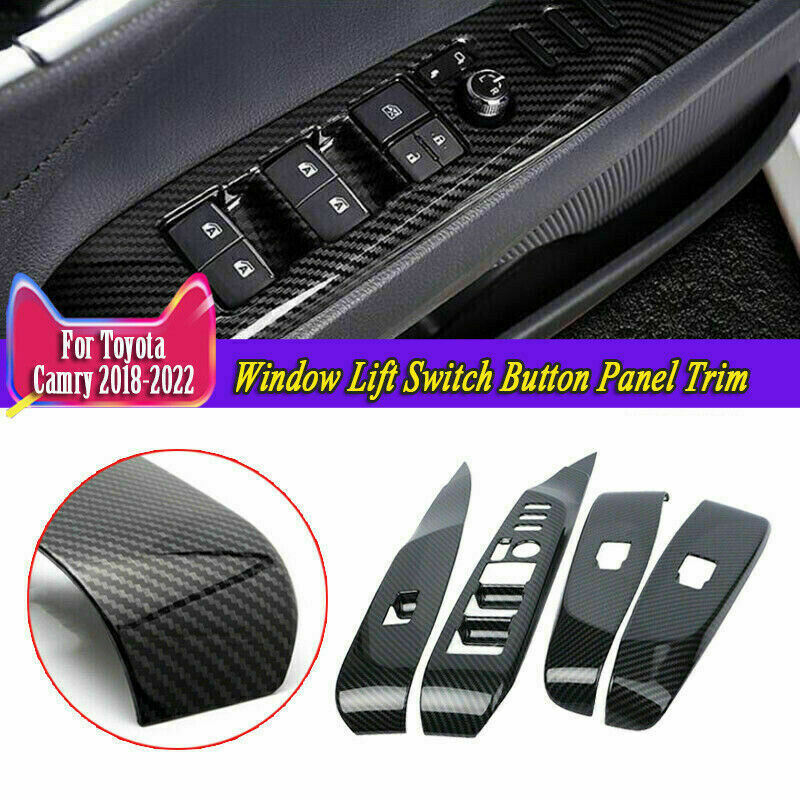 for Toyota for Camry 2018-2023 Carbon Fiber Window Lift Switch Button Panel Trims