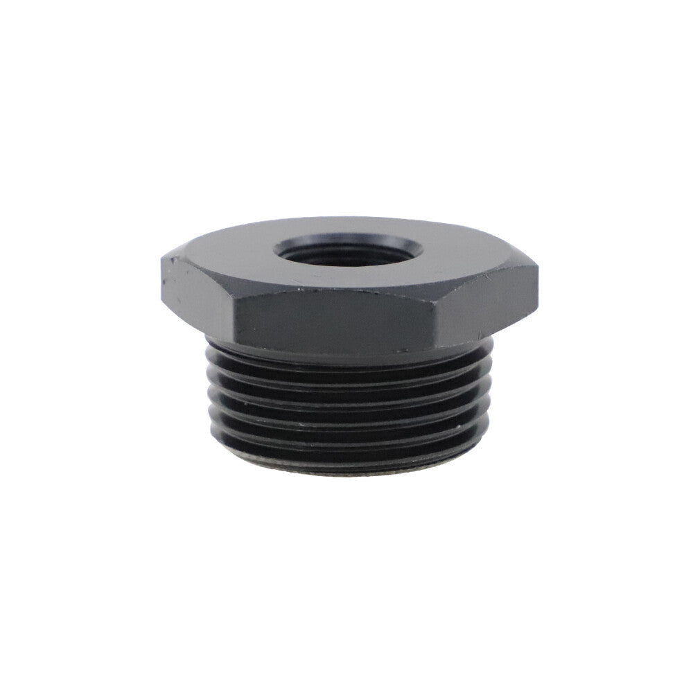 2-pack 1/2-28 to 3/4 NPT automotive threaded oil filter adapters, anodized aluminum.