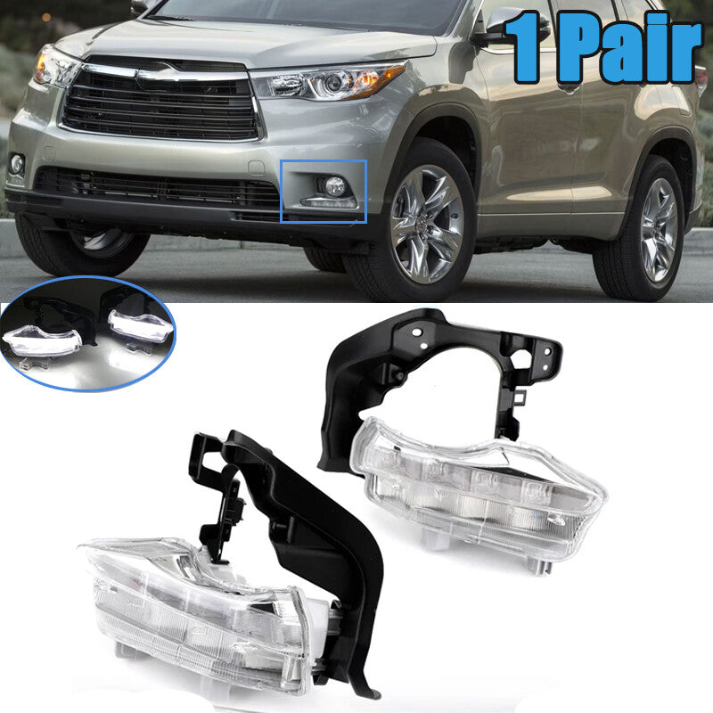 Left+Right LED FogLight Daytime Running Light for Toyota Highlander 2014-2016