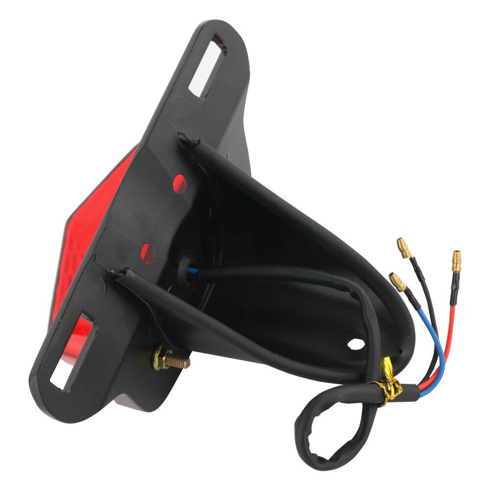 Black LED taillights and license plate lights for motorcycles suitable for Harley Chopper Cafe Race.