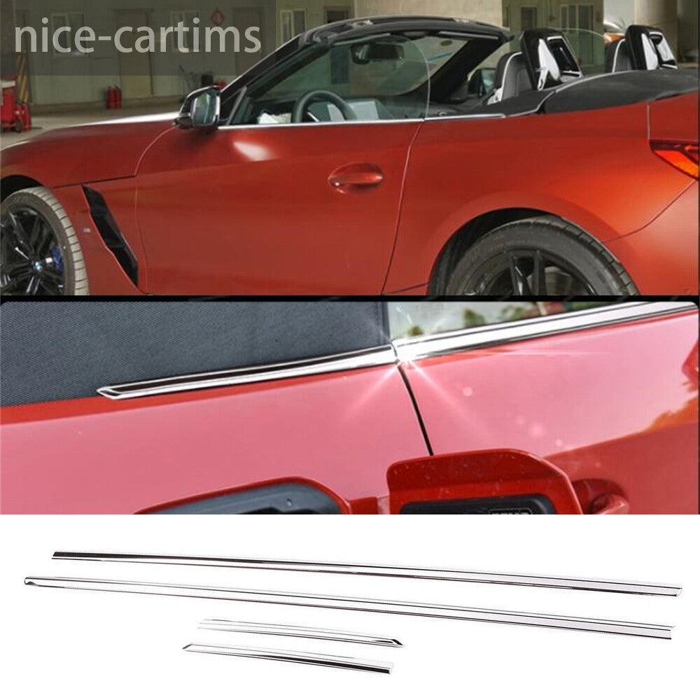 4Pcs Steel Chrome Window Bottom Strips Lower Panel Trim Kit for BMW Z4 2017-2020