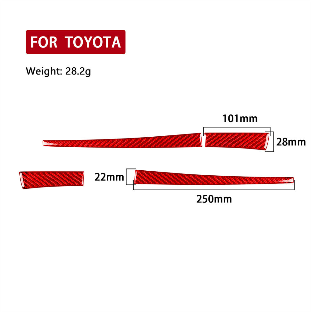 For Toyot@ Hilux Revo 2015-21 Side Rearview Mirror Strips Cover Red Carbon Fiber