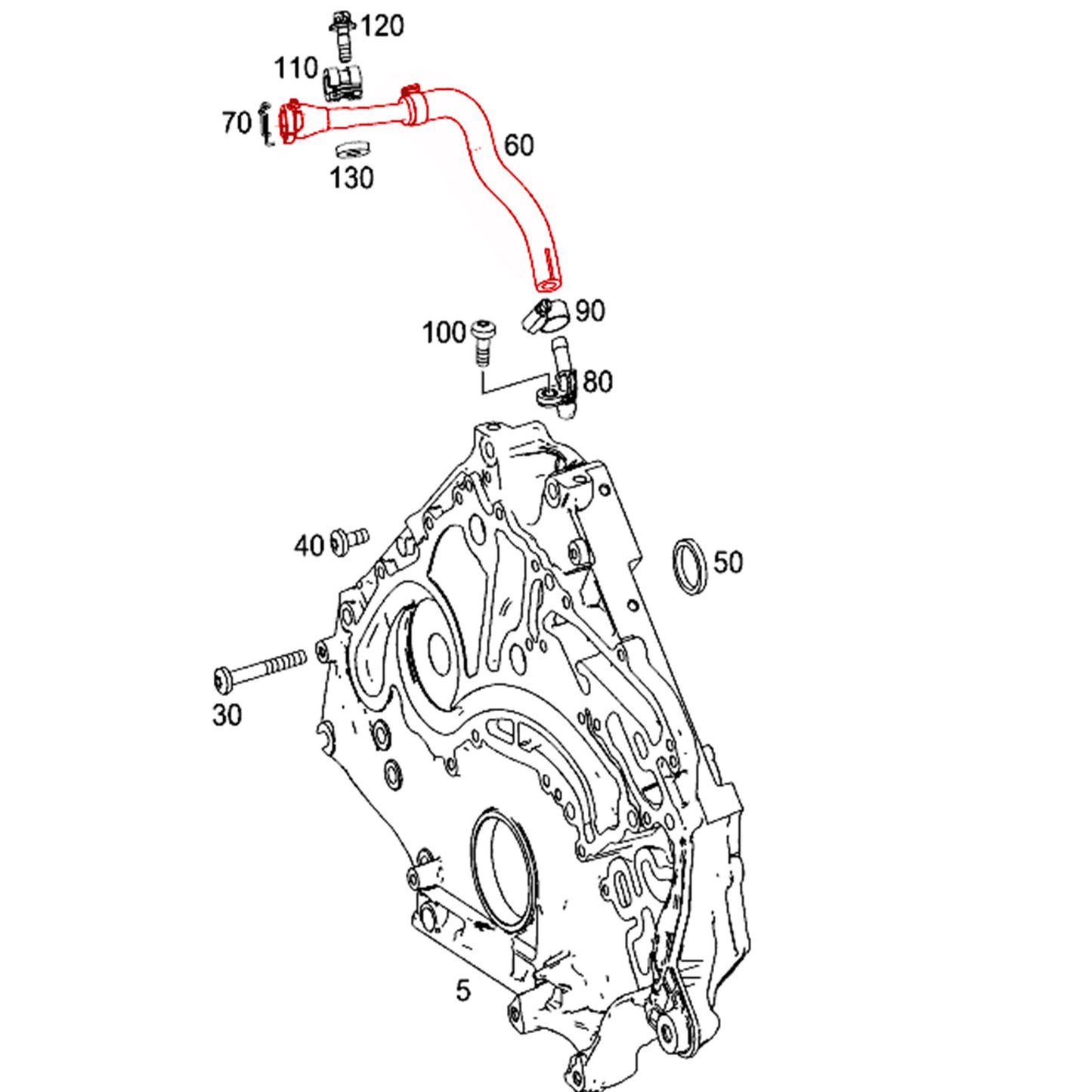 Crankcase Breather Pipe Vent Hose for Mercedes-Benz S550 E550 CLS550 SL550