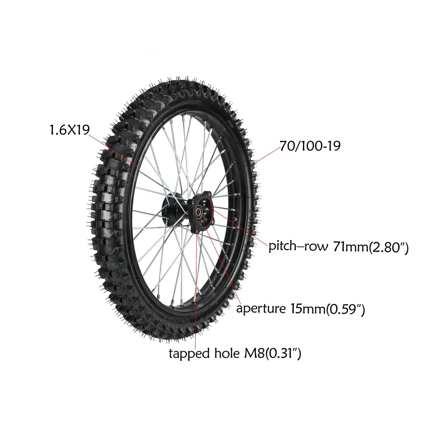 29-inch fork + 19-inch wheels 70/100-19 suitable for pit bikes, off-road Apollo 150cc 200cc