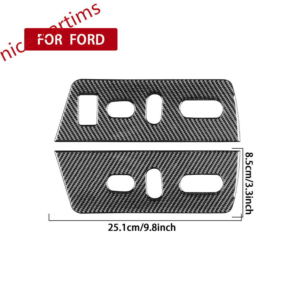 2¡ÁCarbon Fiber for Seat Adjustment Switch Button Panel Cover for Ford F150 2009-2014