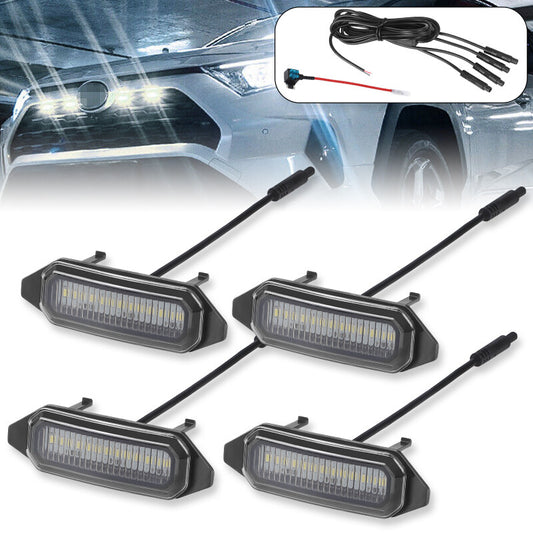 4Pcs Front Grille Grill Smoke White LED Running Lights for Toyota RAV4 2019-2022