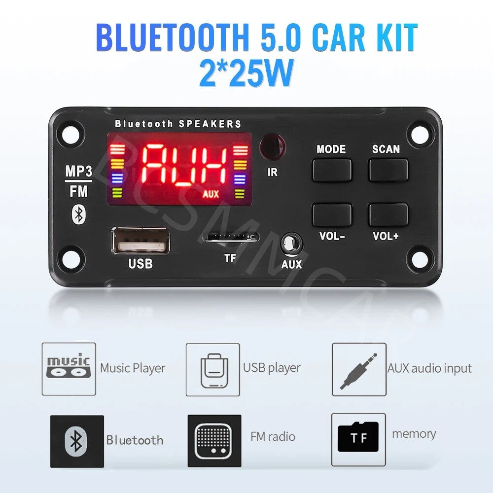 Car FM Radio Module Bluetooth Speaker MP3 Decoder Board USB TF FM Remote Control