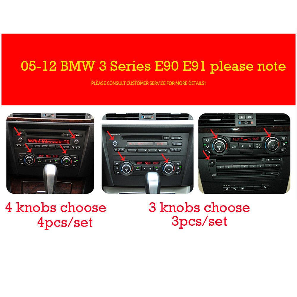 for BMW 3 Series E90/92 07-12 Alloy Silver Air Condition Switch Knob Ring Trim¡Á3