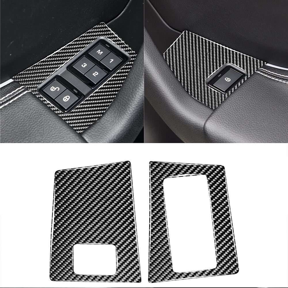 2x Carbon Fiber for Seat Adjust Console Sticker Trim for Jaguar F-Pace XE XF 2016-20