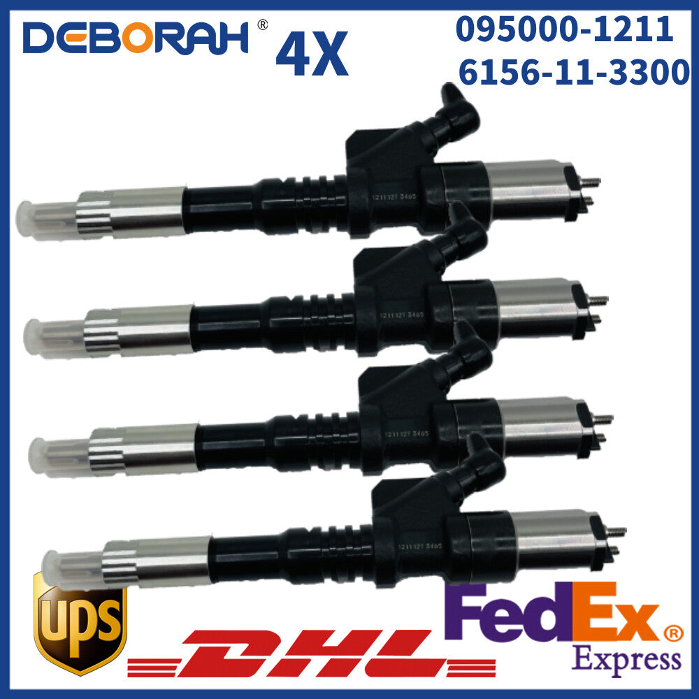 4X Diesel Engine Common Rail Injector 095000-1211 for Komatsu Excavator